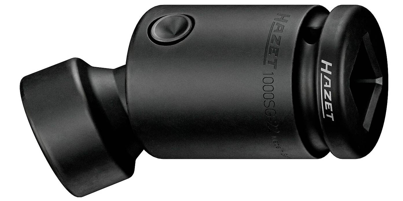 Eine schwarze Hazet Zündkerzennuss, Modell 1000SG, mit Druckknopf-Auslösemechanismus, entwickelt für automotive Wartungsaufgaben.