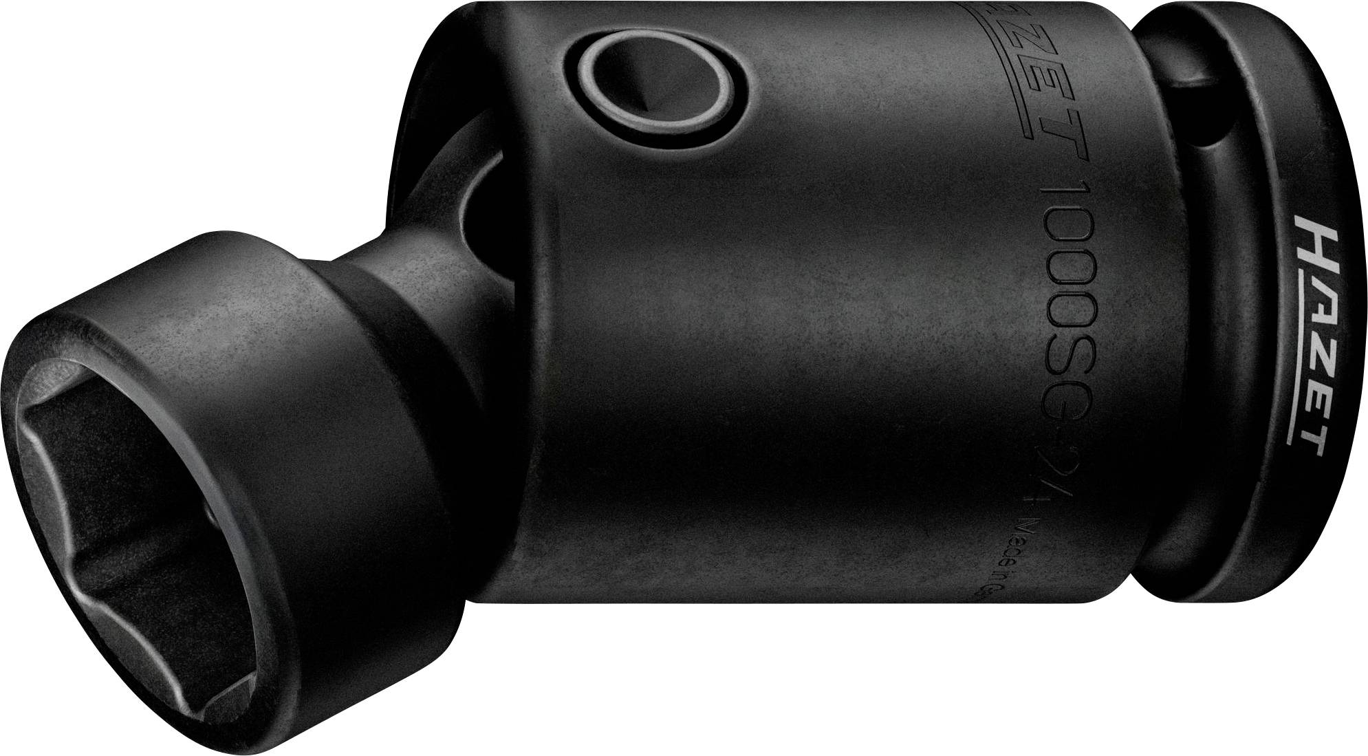 Ein schwarzer Hazet Steckschlüssel-Adapter, der für Schlagwerkzeuge konzipiert ist und einen robusten Aufbau mit sichtbarem Markenlogo und Modellnummer an der Seite aufweist.