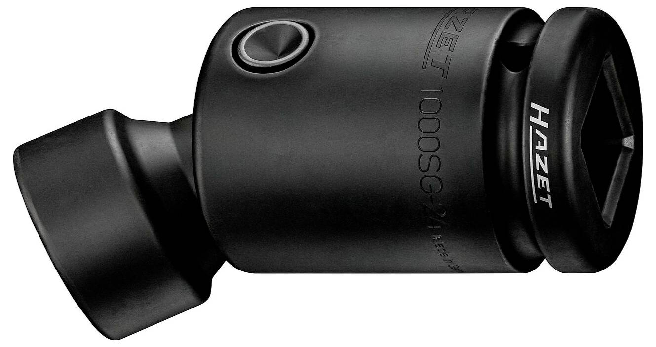 Schwarze Hazet-Schlagstecknuss mit Vierkantantrieb und sechskantiger Stecknussaufnahme.