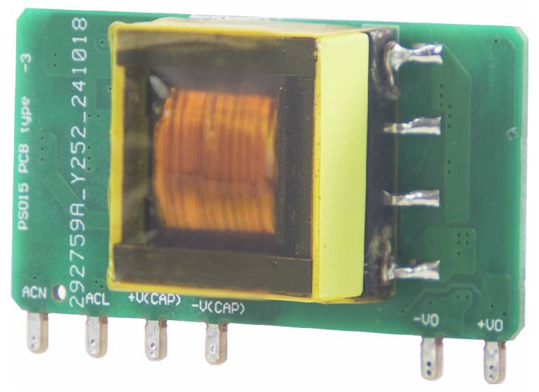 PCB-Transformatormodul mit Wickelspule, gekennzeichnet mit '292759A Y252-241018'. Anschlüsse für ACN, ACL, +V(CAP), -V(CAP), +VO und -VO.