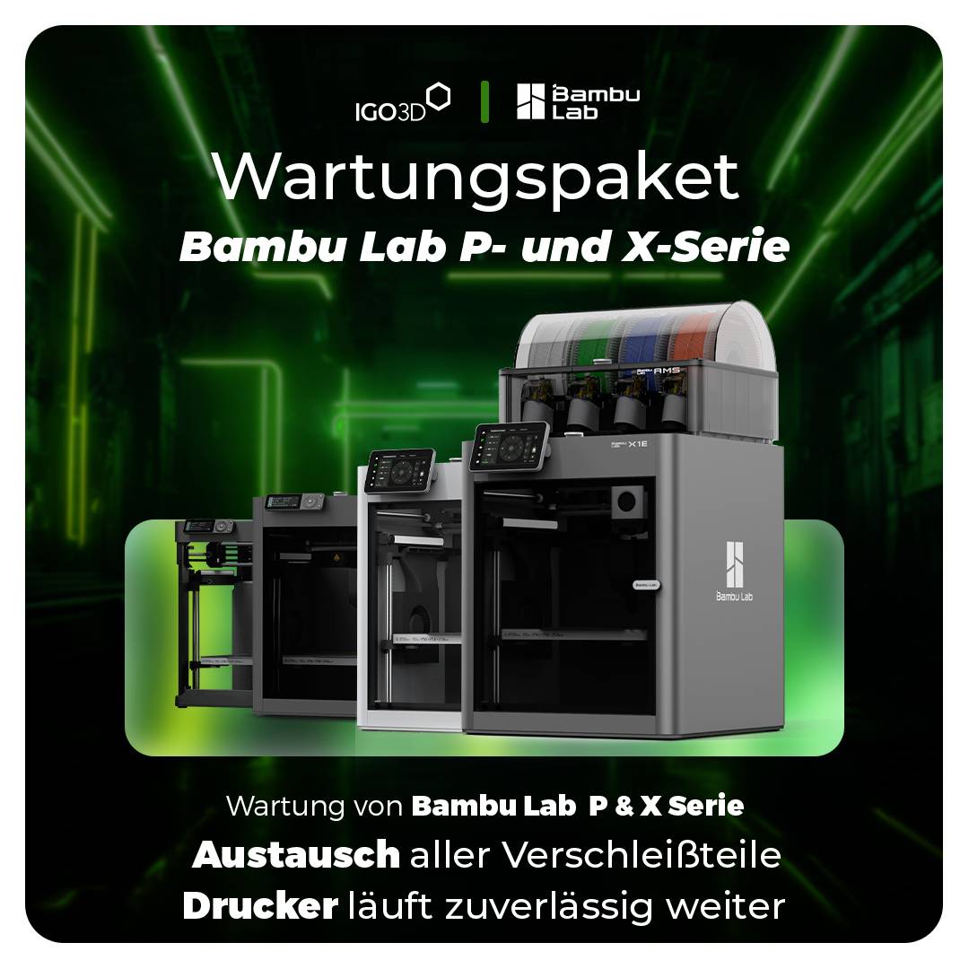 Wartungspaket Bambu Lab P- und X-Serie umfasst die Wartung für P- und X-Serie; der Austausch von Verschleißteilen gewährleistet einen zuverlässigen Druckerbetrieb.