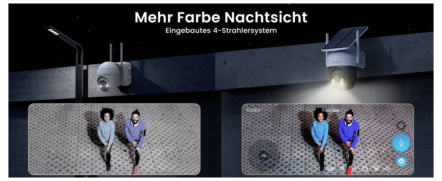 Mehr Farbe Nachtsicht. Eingebautes 4-Strahlersystem