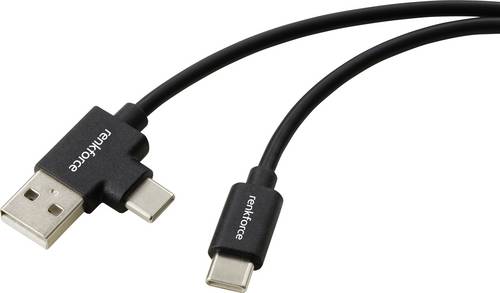 Renkforce USB-Kabel USB 2.0 USB-C® Stecker, USB-A Stecker 1.00 m Schwarz RF-7116120