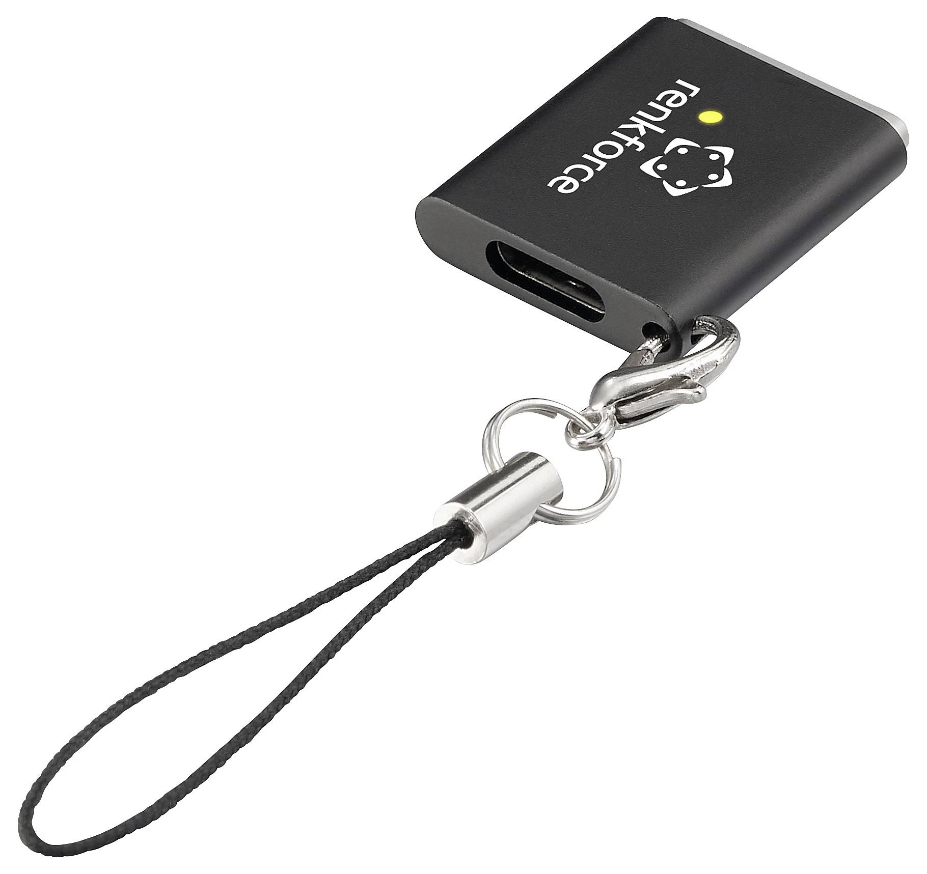 Ein Adapter mit Schlüsselanhänger-Befestigung, mit dem Text „renkforce