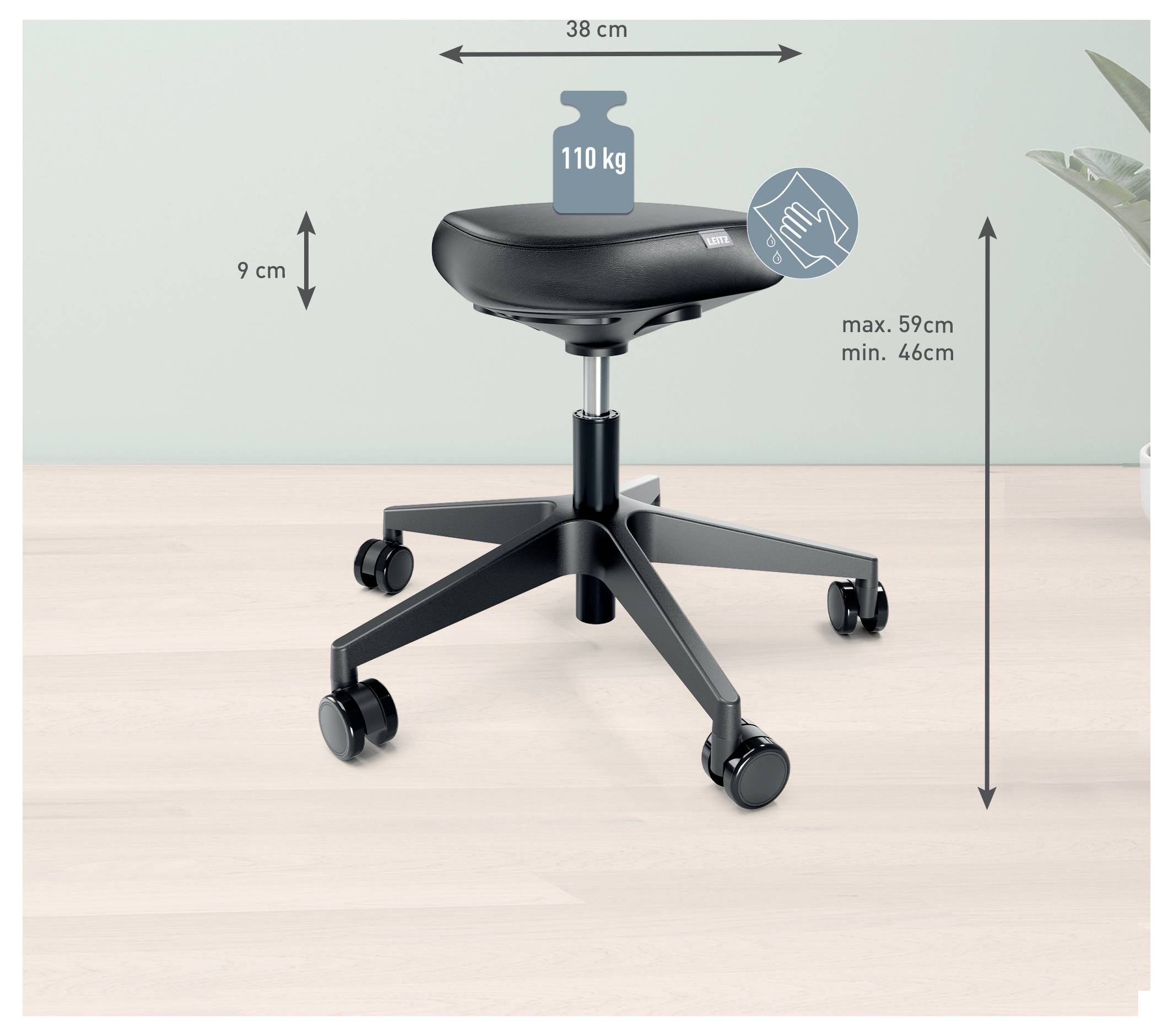 Leitz Sitzhocker Schwarz 65780095