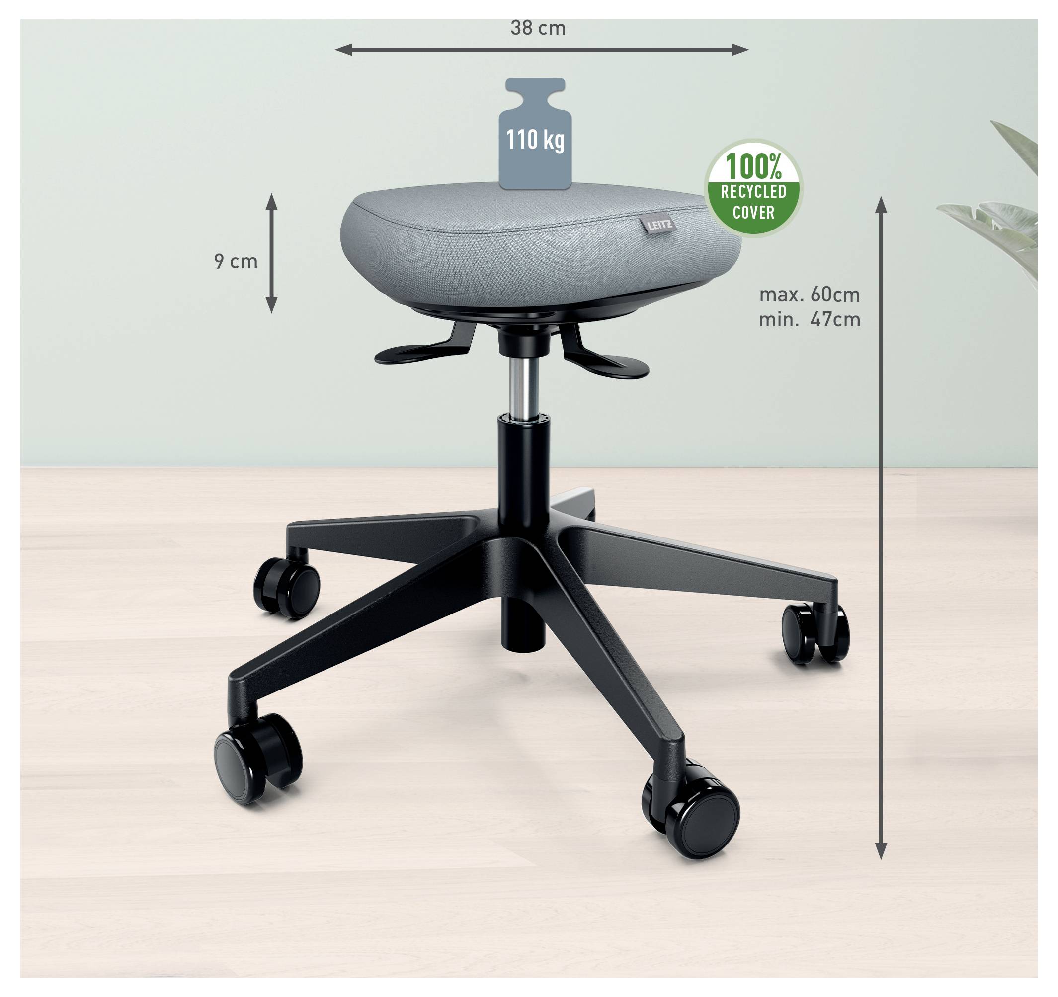 Leitz Sitzhocker Grau, Schwarz 65770095