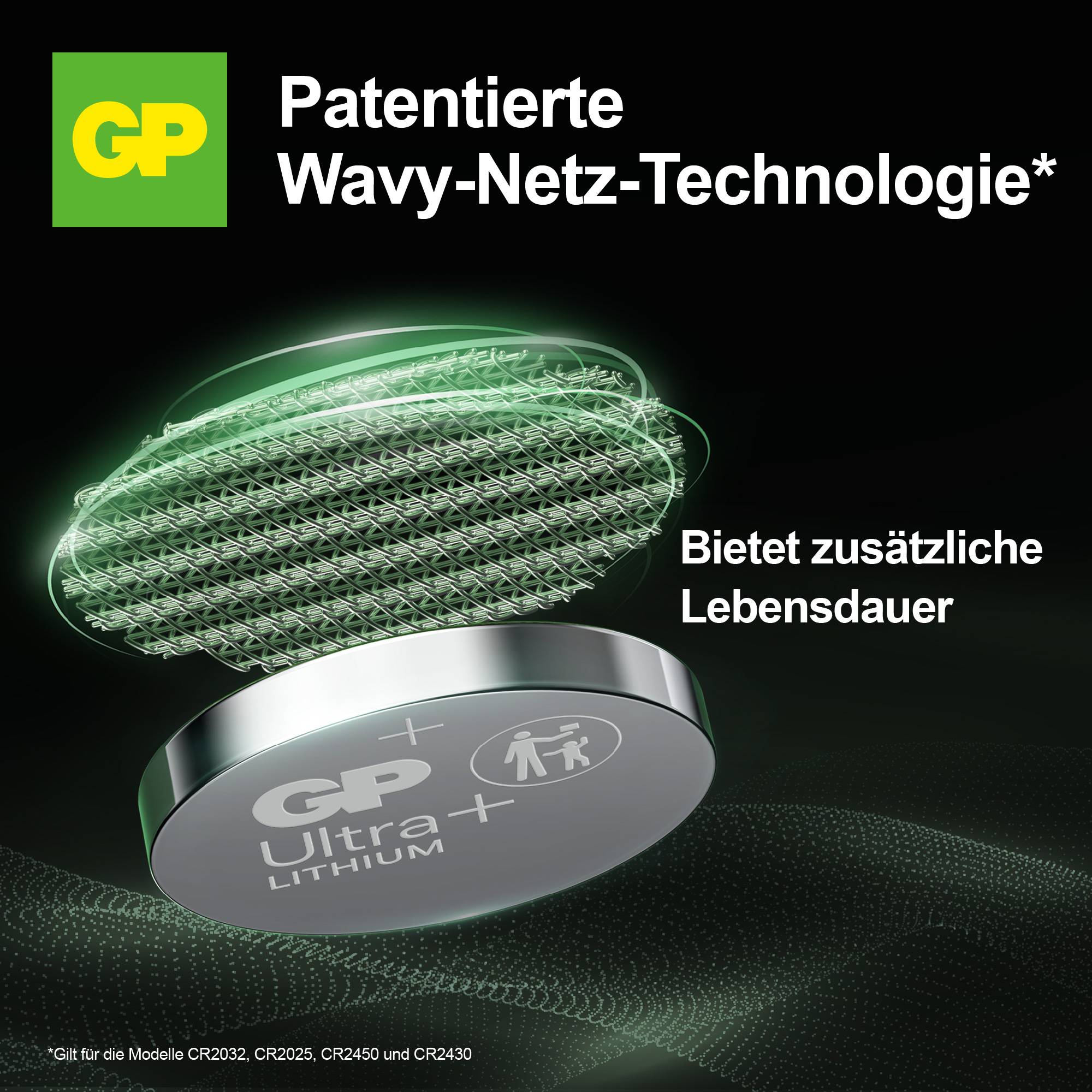 GP Knopfzelle CR 2430 3 V 2 St. 300 mAh Li-MnO2 Ultra Plus Batterie Lithium Knopfzelle CR2430 2