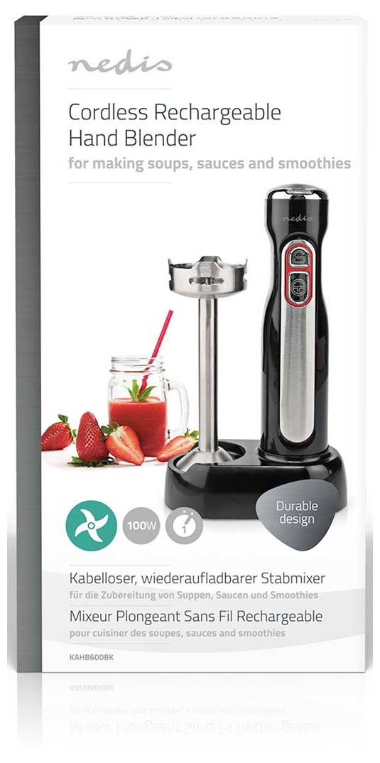 Nedis KAHB600BK Stabmixer 100 W Schwarz, Silber