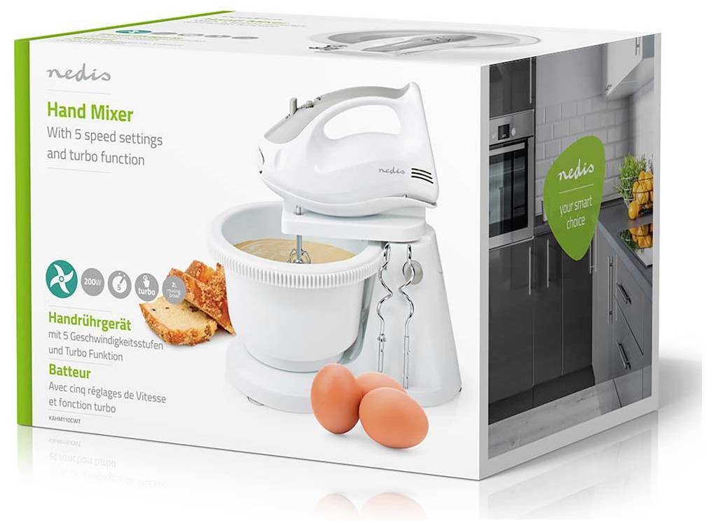 Nedis KAHM110CWT Handmixer 200 W Grau, Weiß