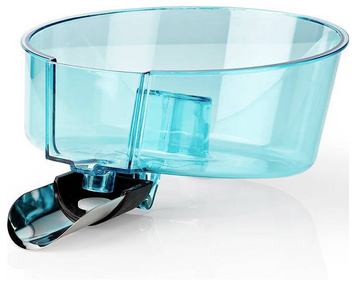 Ein durchsichtiger blauer Cerealienspender mit silbernem Griff, konzipiert für einfaches Ausgießen und die Lagerung von Frühstückscerealien.