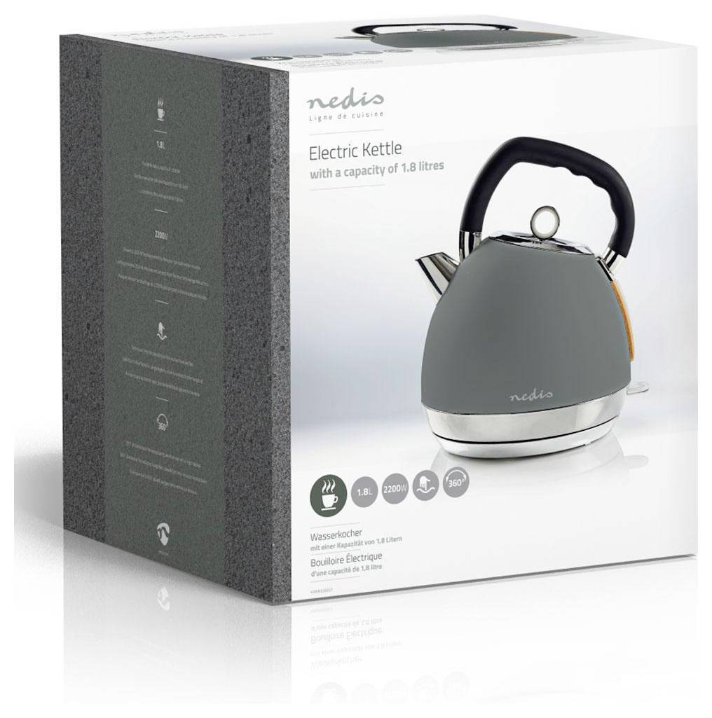 Nedis KAWK520EGY Wasserkocher Grau Fassungsvermögen: 1.8 l