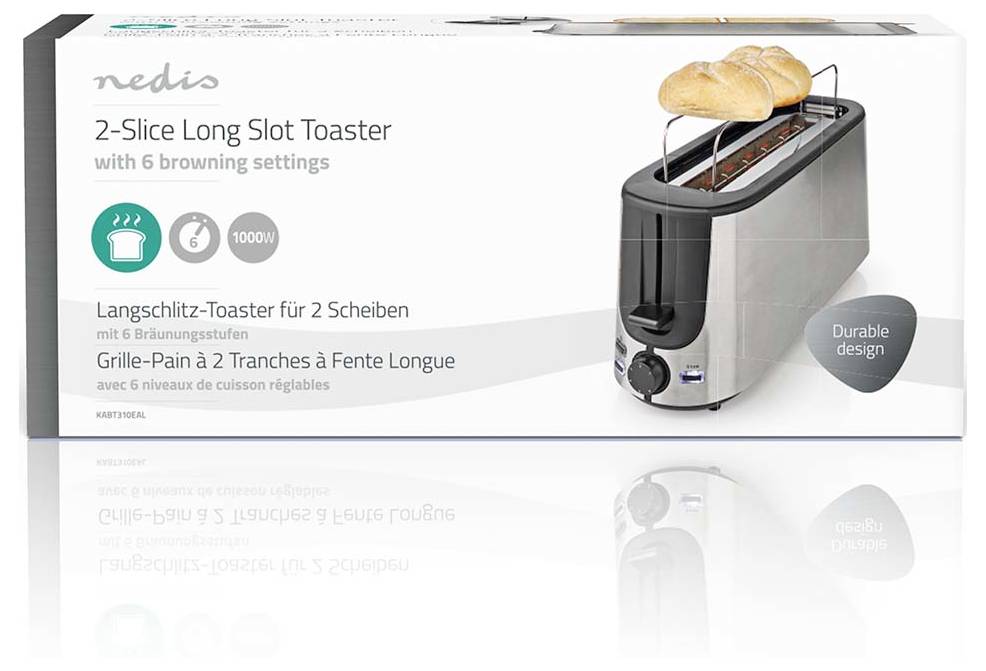 Nedis KABT310EAL Toaster Aluminium, Schwarz