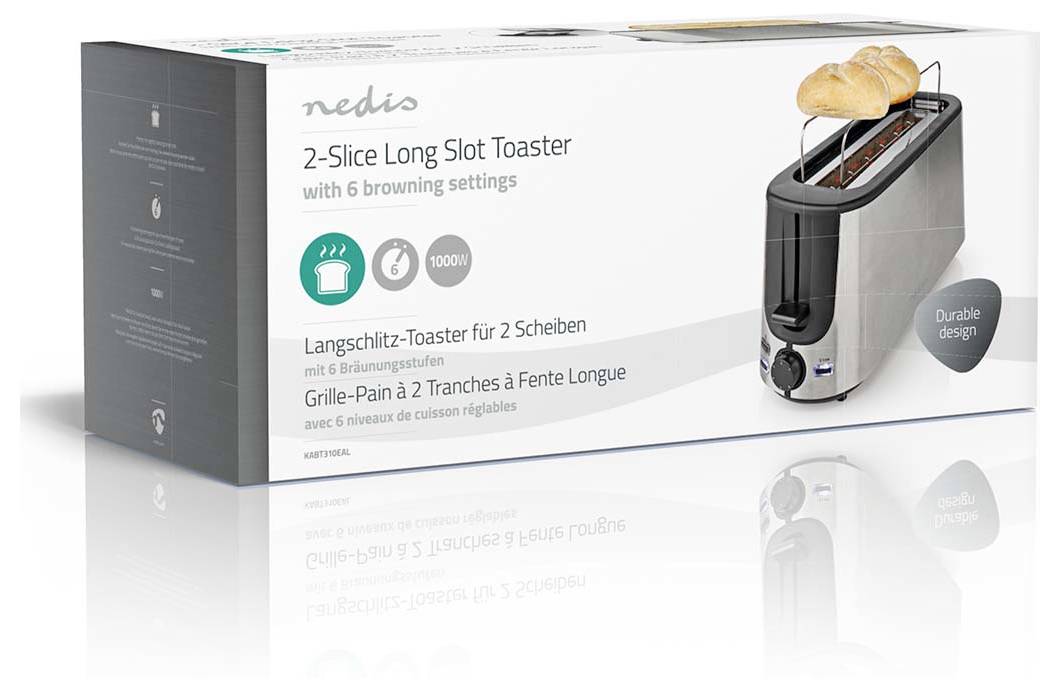 Nedis KABT310EAL Toaster Aluminium, Schwarz