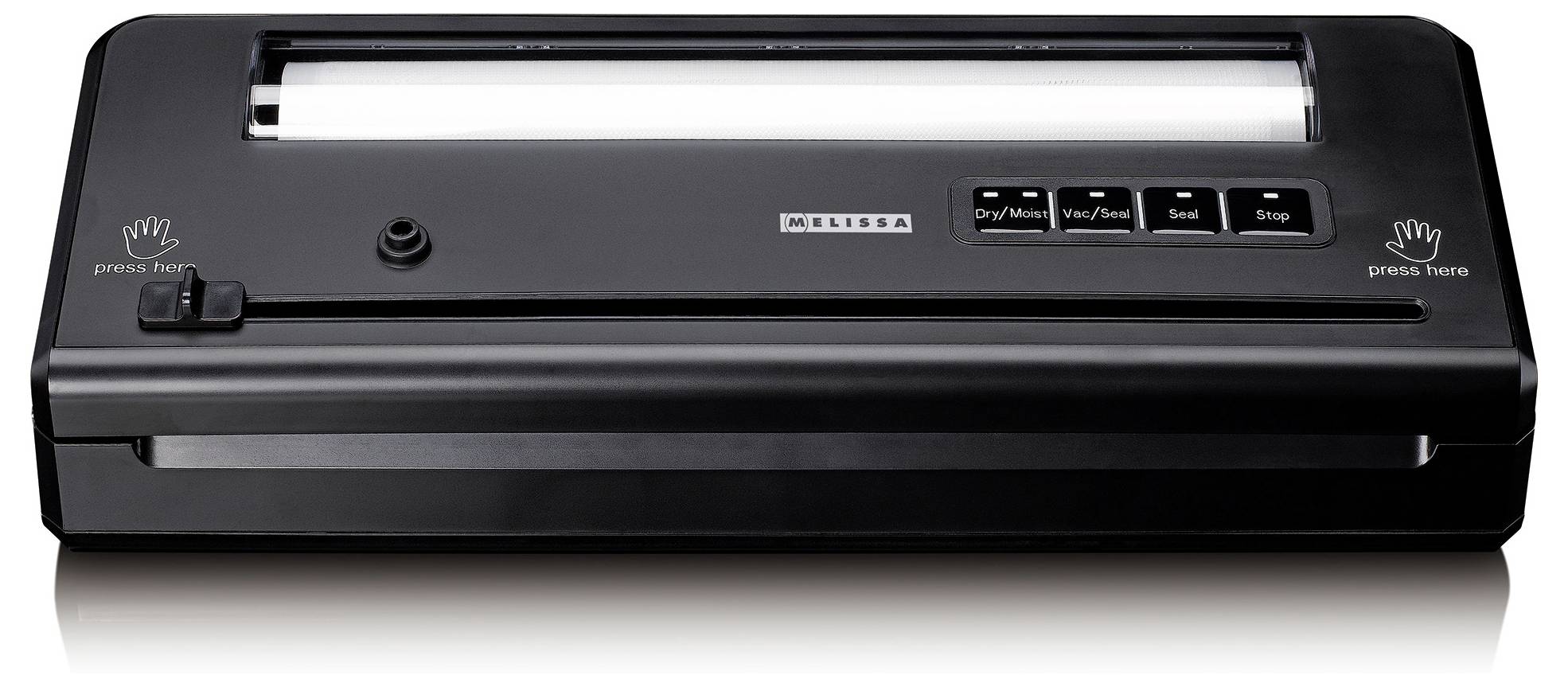 Ein schwarzer elektrischer Vakuumversiegler mit Tasten, die mit 