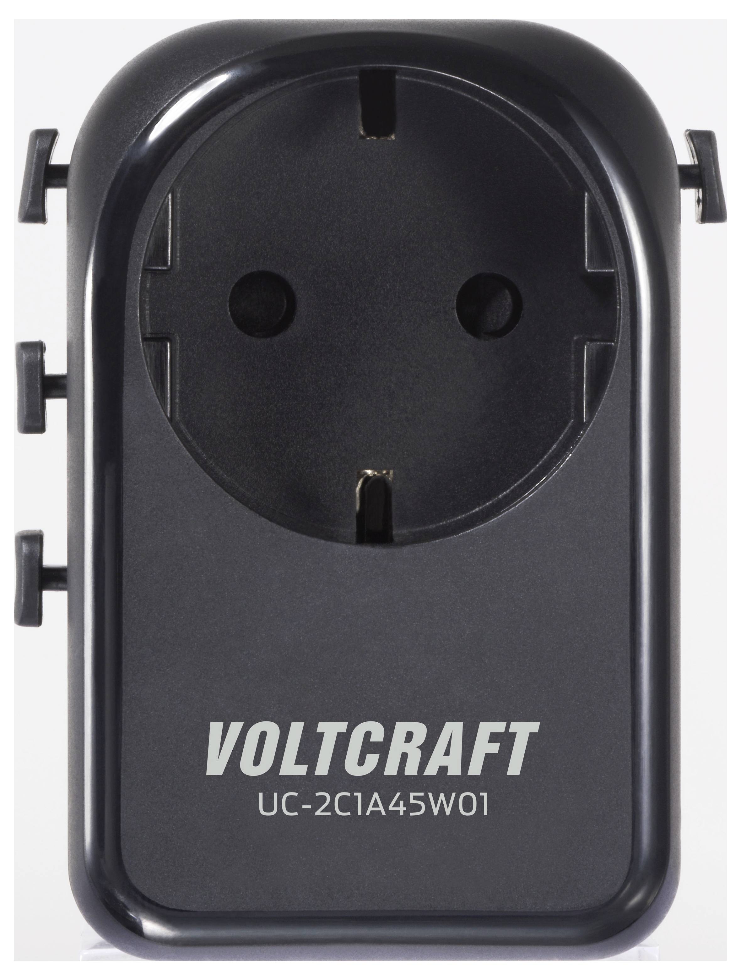 Ein schwarzer Voltcraft Stromstecker-Adapter mit der Modellnummer 