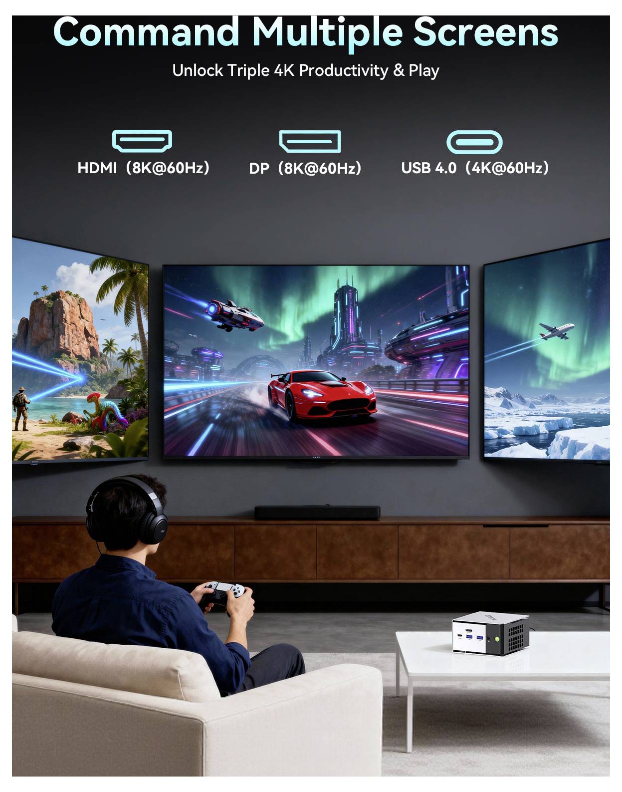 GMKtec Mini PC Mini PC, AMD Ryzen™ 5 6650H (16+512GB @DDR5, WIN 11 Pro) 4K AMD AMD Ryzen 5 Processors with Radeon™ Graphics