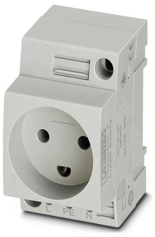 Ein grauer elektrischer Relais mit einem Schalter, der mit „I