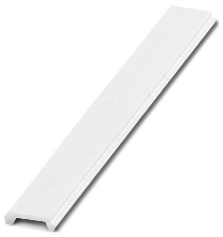 Weiße Kunststoffabdeckung für Kabelkanäle, entworfen, um Drähte zu verbergen und zu schützen, mit einer glatten Oberfläche und rechteckiger Form.