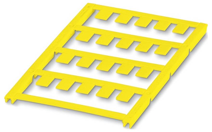 Eine rechteckige blaue Markierungskarte für elektrische Klemmen von Phoenix Contact, mit der Bezeichnung „US-WMT (15X4) BU
