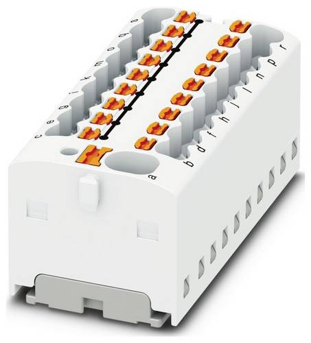 PHOENIX CONTACT PTFIX 4/18X1.5 WH Verteilerblock, Grundklemme mit Einspeisung,41A Nennstrom,Push-in-Anschluss,19 Anzahl der Anschlüsse,43.9mm Breite, 17.7mm Höhe, Direktmontage mit Flansch, 20 Stück