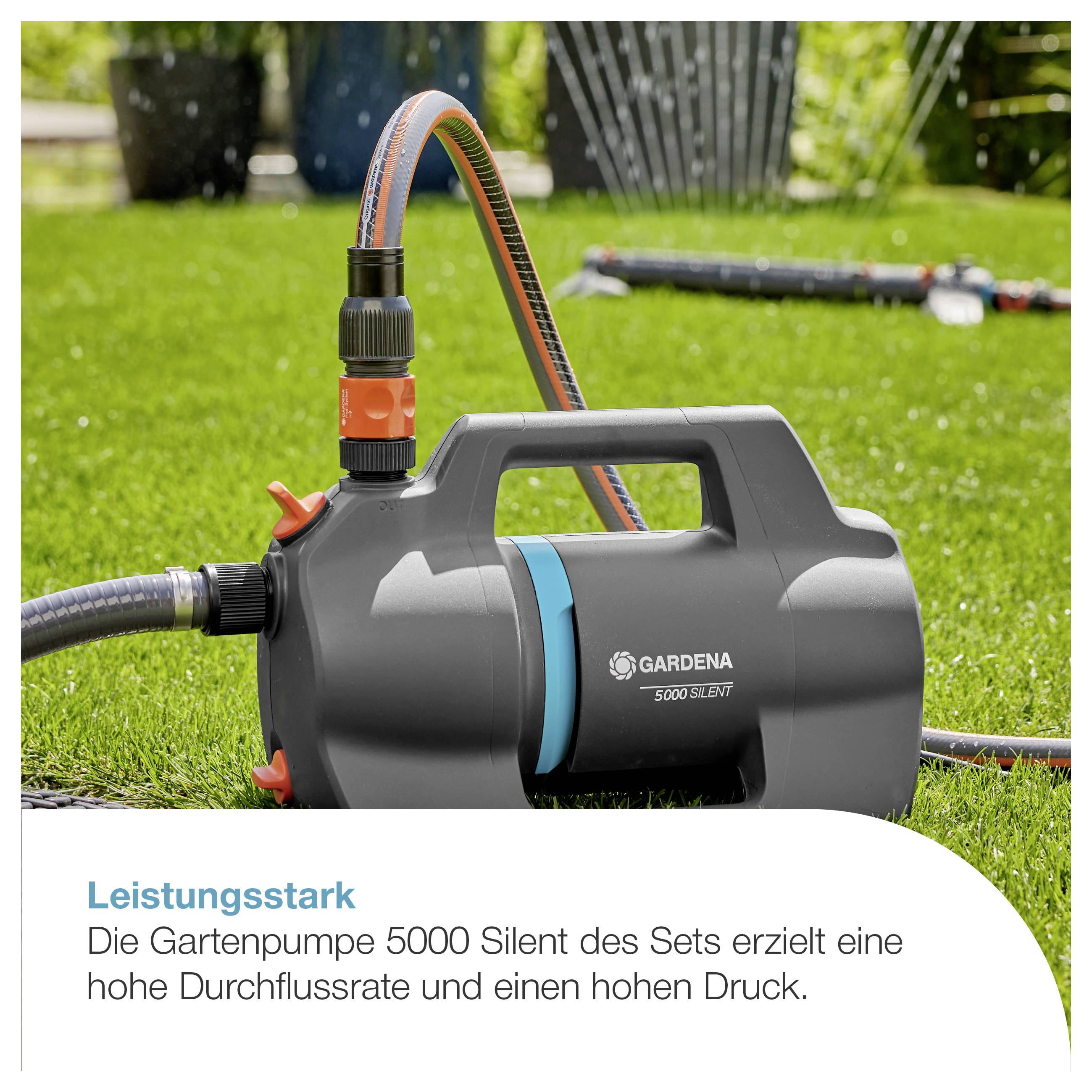GARDENA Gartenpumpe 5000 Silent Set Gartenpumpen-Set 5.100 l/h