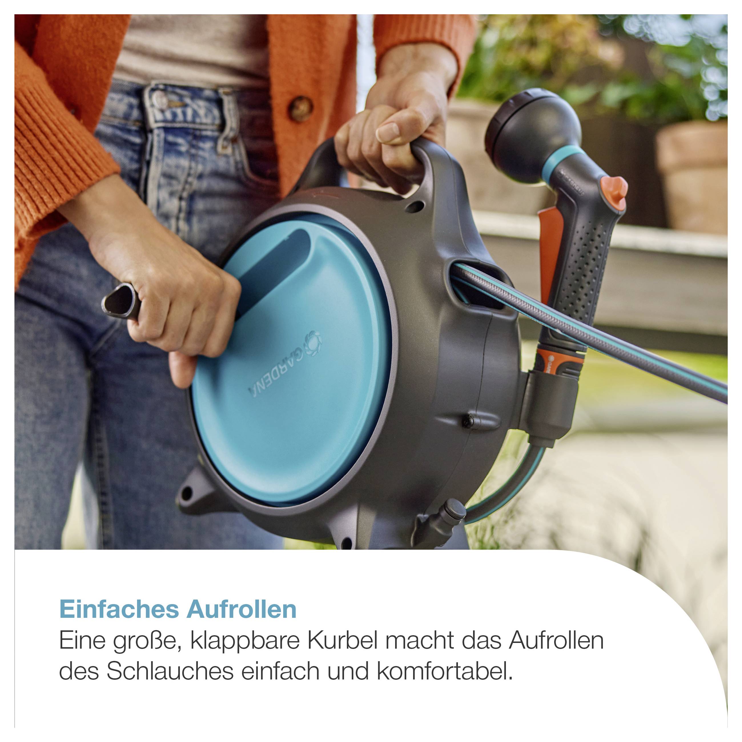 GARDENA 18692-20 Mobile Schlauchbox Move, 10 m + 1,5 m Gartenschlauchaufroller 270 mm 1/3 Zoll 1 St. 5-farbig