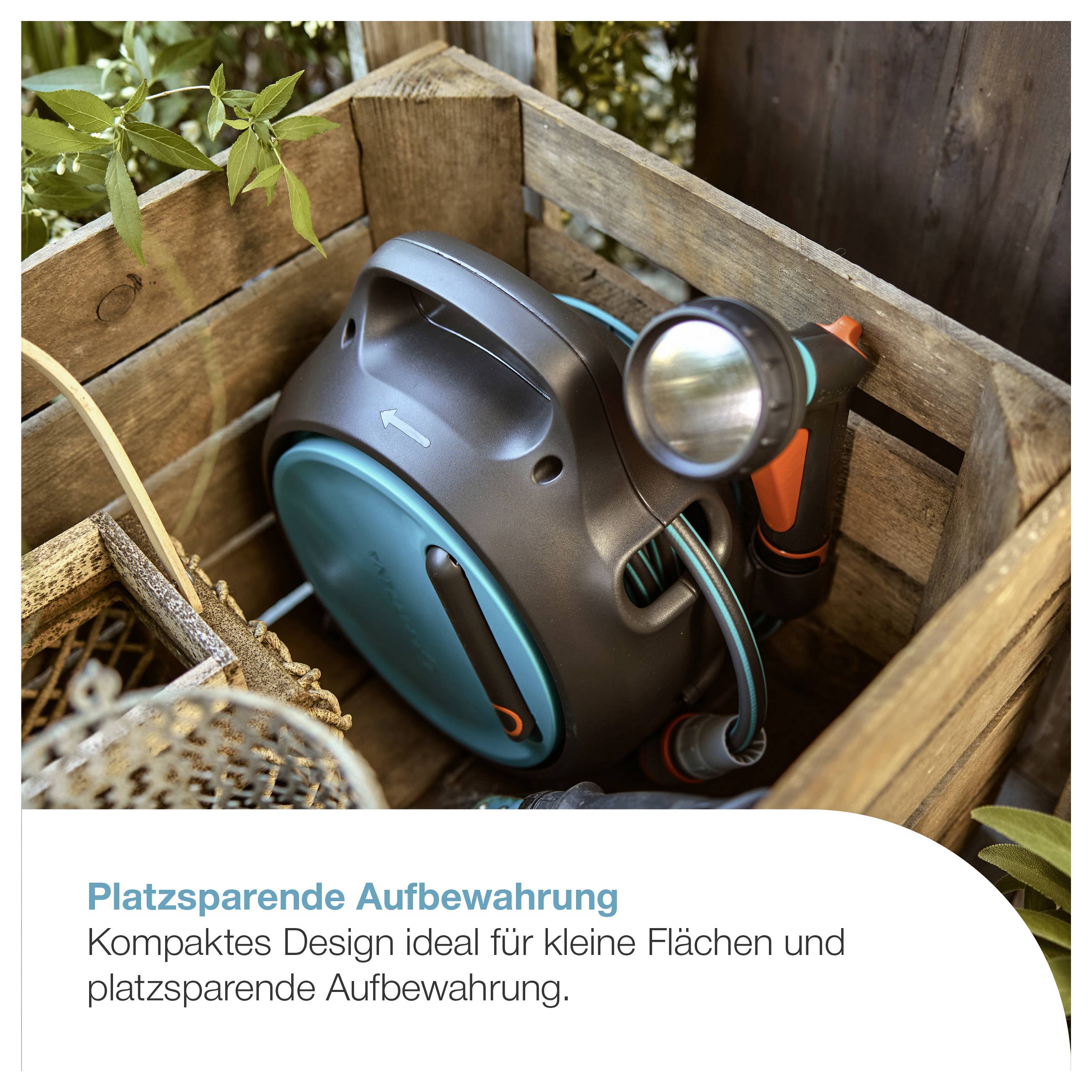 GARDENA 18692-20 Mobile Schlauchbox Move, 10 m + 1,5 m Gartenschlauchaufroller 270 mm 1/3 Zoll 1 St. 5-farbig