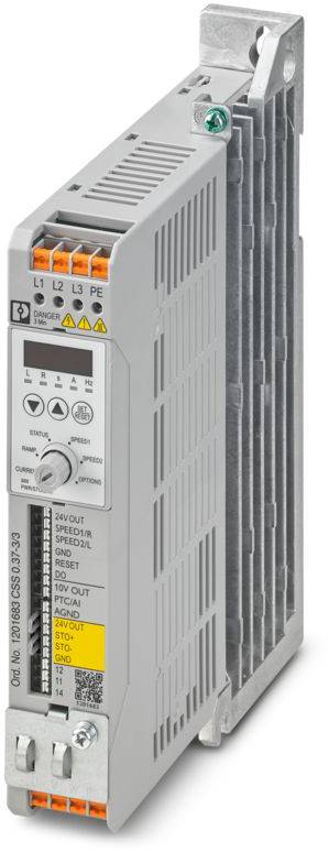Ein elektronisches Industriegerät mit mehreren Anschlüssen und einer Reihe gekennzeichneter Schalter, typischerweise für Automatisierungs- oder Steuerungssysteme verwendet.