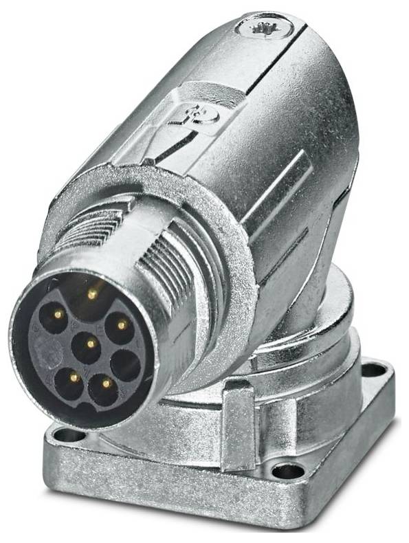 Ein glänzender zylindrischer Metallstecker mit Kerben und goldenen Stiften, wahrscheinlich für elektronische oder audiovisuelle Geräteverbindungen verwendet.