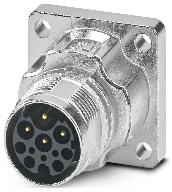 Ein zylindrischer Metallverbinder mit einer gerillten Oberfläche und sechs vergoldeten Kontakten im Inneren, die jeweils mit einer Nummer von 1 bis 6 gekennzeichnet sind.