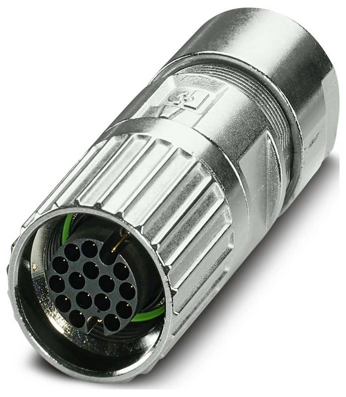 Ein Metallstecker mit mehreren Pins und zylindrischer Form sowie gerilltem Griffbereich, konzipiert für sichere, vielseitige Verbindungen in elektronischen Systemen.