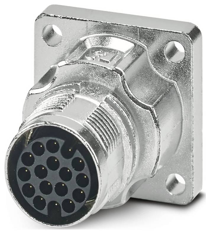 Ein Metallstecker mit mehreren Goldstiften im Inneren, verwendet für elektrische oder Datenverbindungen.