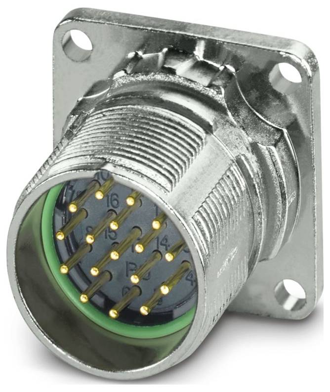 Eine Nahaufnahme eines zylindrischen Metallsteckers mit sechs sichtbaren Stiften, mit strukturierter Griffoberfläche und gesichert durch geriffelte Segmente, verwendet für elektrische Verbindungen.