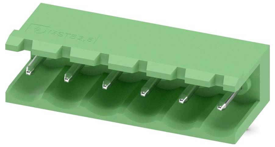 Ein grünes Elektroklemmenleistenbrett mit mehreren Anschllusspunkten, das zum Befestigen von Drähten mit Schrauben ausgelegt ist.