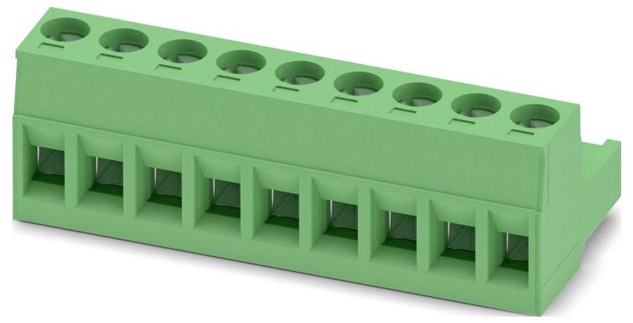 Ein grüner Glasfaseradapter mit mehreren Anschlüssen und orangefarbenen Schutzklappen, der zum Verbinden und Verwalten von Glasfaserkabeln ausgelegt ist.