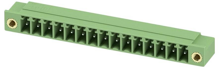 Ein Metallstecker mit mehrfarbigen Drähten, die heraustreten, einschließlich braun, blau und schwarz. Der Stecker hat eine kreisförmige Form mit mehreren Kontakten.