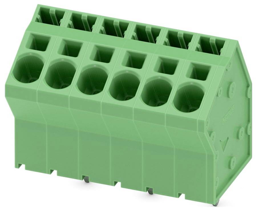 Ein grünes modulares elektronisches Klemmleistenmodul mit mehreren Anschllusspunkten ist für sichere Verdrahtung in Industrieanwendungen konzipiert.