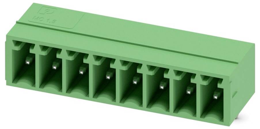 Ein schwarzer elektronischer Stecker mit mehreren Stiften, der zum Verbinden von Komponenten auf Leiterplatten verwendet wird. Seine rechteckige Form verfügt über Metallkontakte.