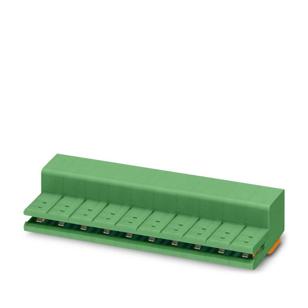Grüner Elektrostecker mit mehreren Anschlussplätzen für die Verkabelung, verwendet zum Befestigen und Verbinden von Drähten in elektronischen Schaltkreisen.