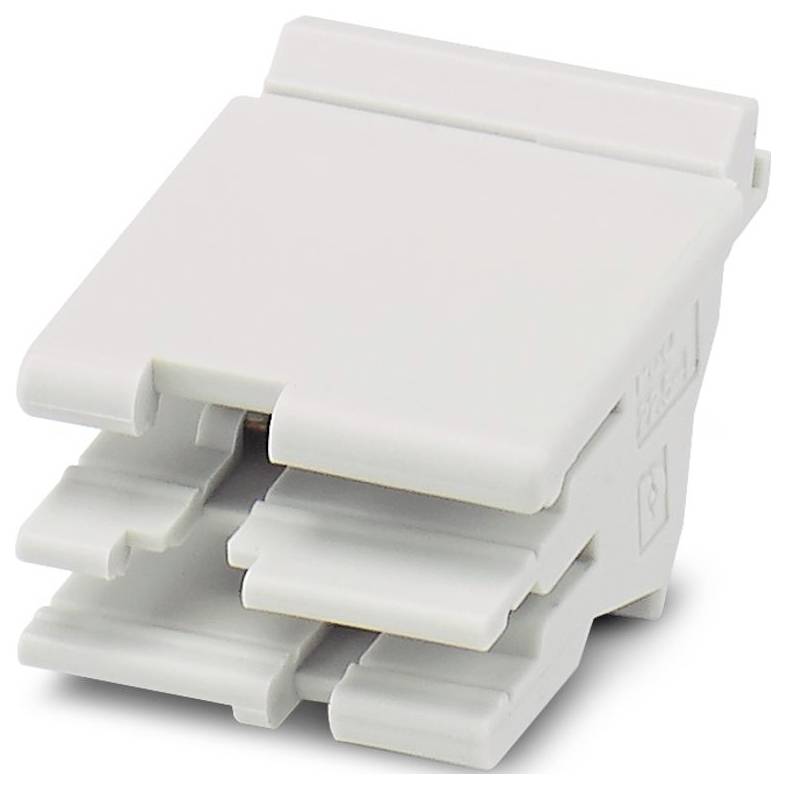 Ein weißer elektrischer Schalter mit mehreren Klemmen zum Befestigen von Drähten, konstruiert für einfache Installation in elektronischen Systemen oder Beleuchtungssystemen.