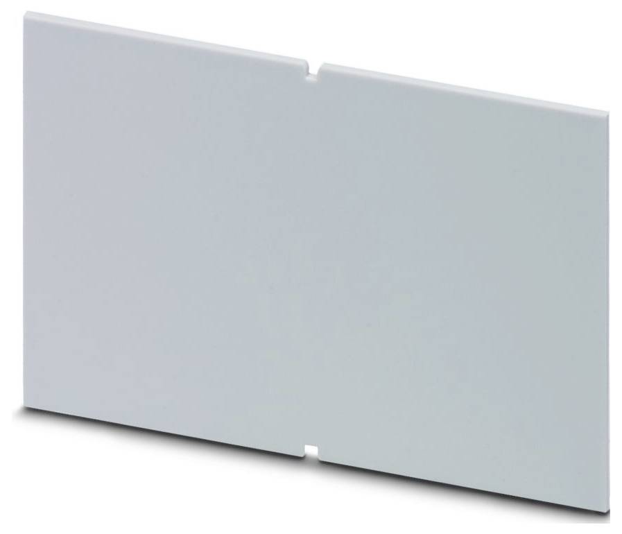Ein rechteckiges weißes Panel mit einer leicht glänzenden Oberfläche, das eine kleine Kerbe in der Obermitte aufweist. Es hat ein schlichtes und sauberes Aussehen.