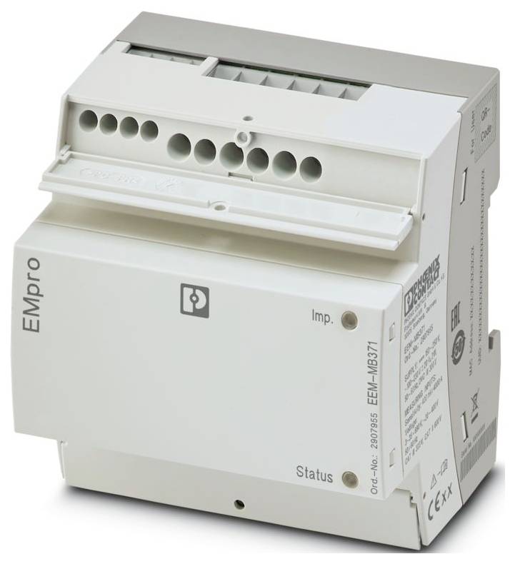 Stromzähler-Gerät mit mehreren Anschlüssen; mit der Bezeichnung „EMPro
