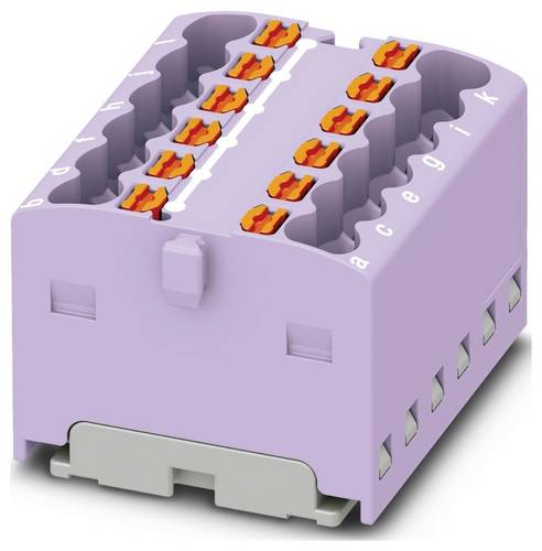 PHOENIX CONTACT PTFIX 12X1,5 VT Verteilerblock, Intern Gebrückt, 450 V, 17,5 A, Anzahl der Anschlüsse 12, Querschnitt 0,14 mm²-2,5 mm², AWG 26-14, Breite 24,9 mm, Höhe 17,7 mm, Violett, 20 Stück