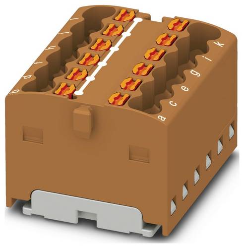 PHOENIX CONTACT PTFIX 12X1,5 BN Verteilerblock, Intern Gebrückt, 450 V, 17,5 A, Anzahl der Anschlüsse 12, Querschnitt 0,14 mm²-2,5 mm², AWG 26-14, Breite 24,9 mm, Höhe 17,7 mm, Braun, 20 Stück