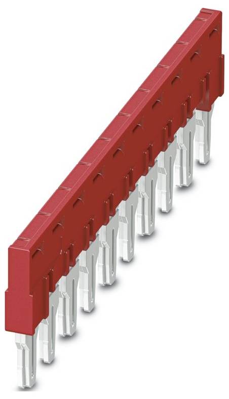 Ein roter elektrischer Stecker mit acht metallischen Stiften, typischerweise für Leiterplattverbindungen verwendet.