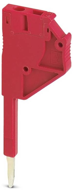 Roter Spannungsprüfer-Stift mit leicht abgewinkeltem Design, ausgestattet mit einer spitzen Metallspitze zum Erkennen von elektrischen Strömen.