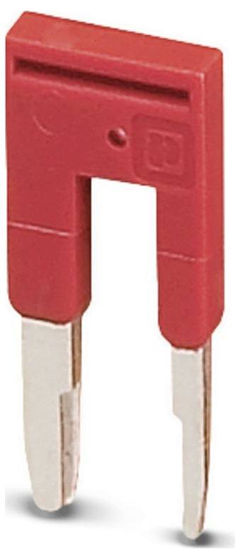 Ein roter Doppelbanananstecker für elektrische Verbindungen mit zwei Metallstiften und einem Kunststoffgehäuse.