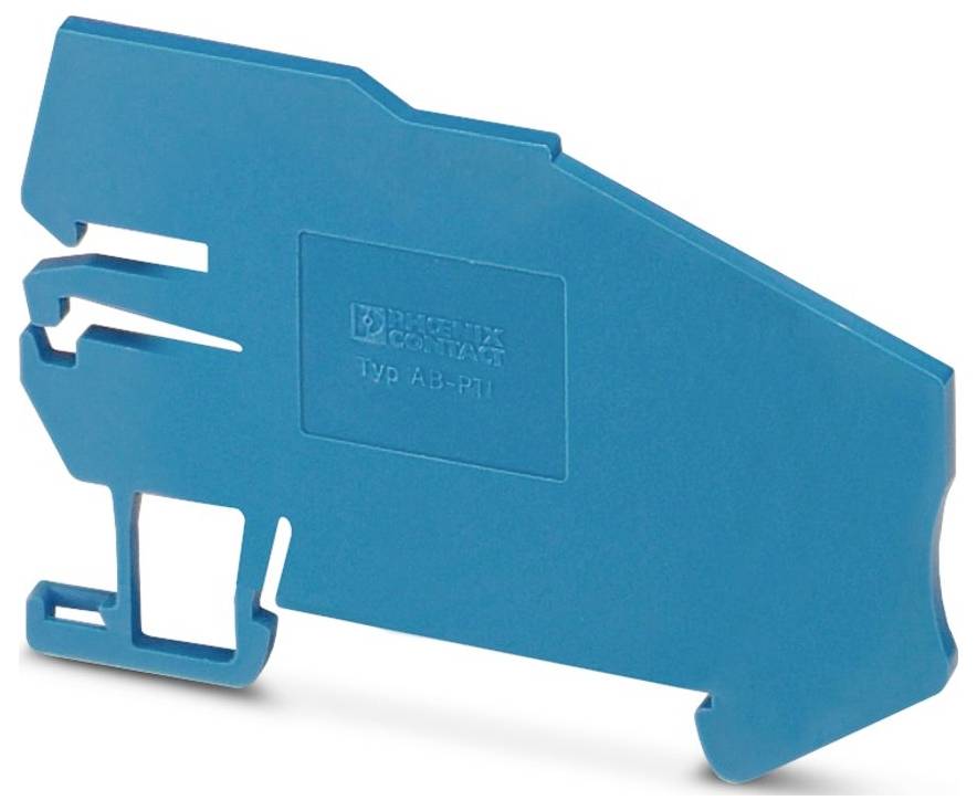 Blue Phoenix Contact Klemmleiste Trennplatte, Modell TYP AB-PH1, verwendet zum Trennen elektrischer Verbindungen in Klemmleisten.