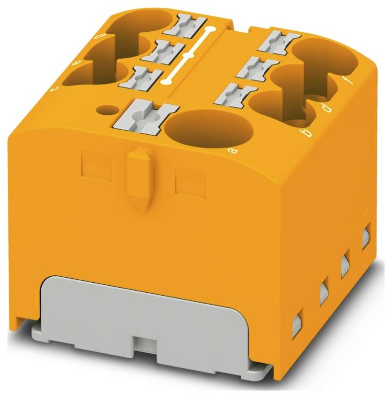 Orange Mehrkanal-Steckverbinder mit mehreren Anschlüssen.