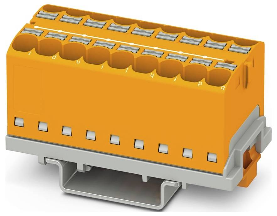 Ein oranger elektrischer Klemmblock mit mehreren Anschllusspunkten, der zum Befestigen und Organisieren von Drähten in einem elektrischen Stromkreis verwendet wird.